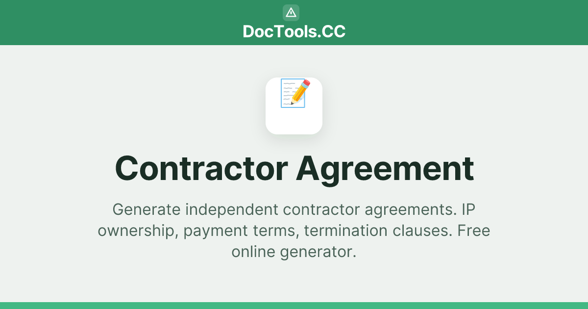 Contractor Agreement — Create Free Online | DocTools.CC