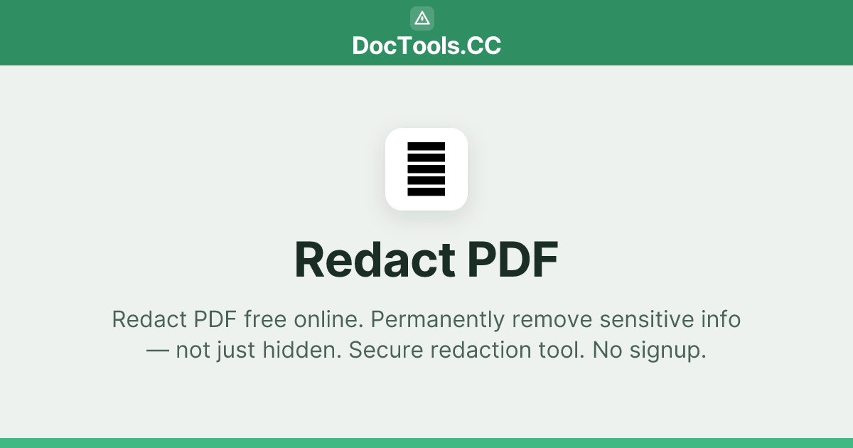 Redact PDF — Free Online PDF — Edit & Enhance Tool | DocTools.CC