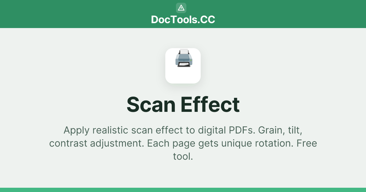Scan Effect — Make PDF Look Scanned Free Online | DocTools.CC